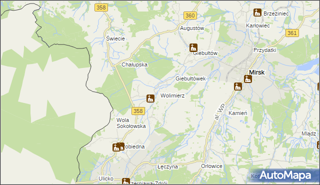 mapa Wolimierz, Wolimierz na mapie Targeo