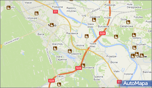 mapa Wolina, Wolina na mapie Targeo