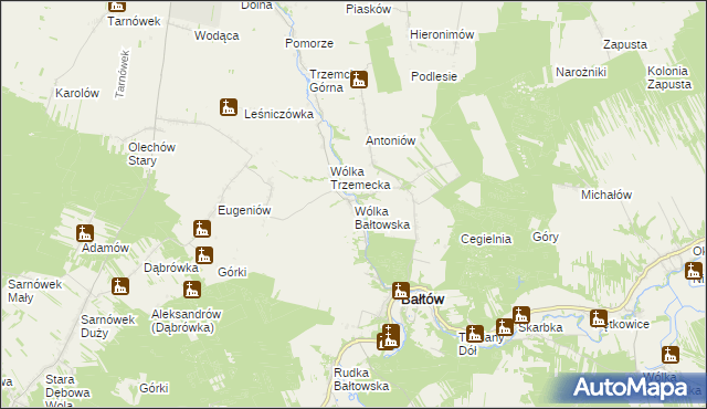 mapa Wólka Bałtowska, Wólka Bałtowska na mapie Targeo