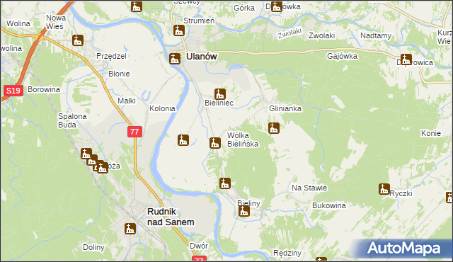 mapa Wólka Bielińska, Wólka Bielińska na mapie Targeo