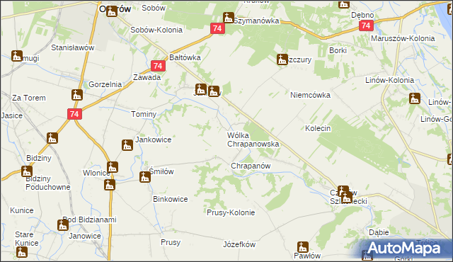 mapa Wólka Chrapanowska, Wólka Chrapanowska na mapie Targeo