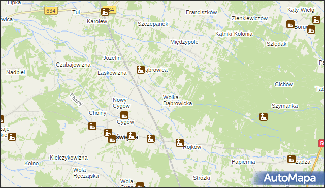 mapa Wólka Dąbrowicka, Wólka Dąbrowicka na mapie Targeo