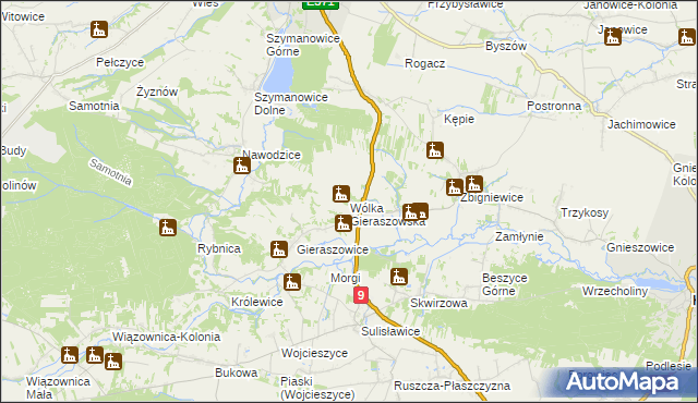 mapa Wólka Gieraszowska, Wólka Gieraszowska na mapie Targeo