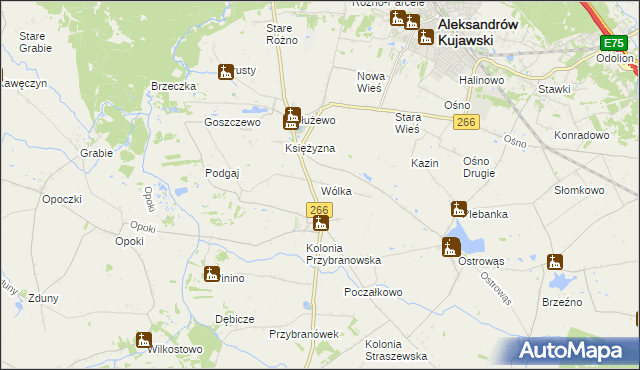 mapa Wólka gmina Aleksandrów Kujawski, Wólka gmina Aleksandrów Kujawski na mapie Targeo