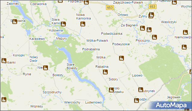mapa Wólka gmina Bakałarzewo, Wólka gmina Bakałarzewo na mapie Targeo