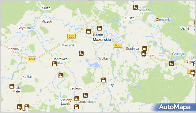 mapa Wólka gmina Banie Mazurskie, Wólka gmina Banie Mazurskie na mapie Targeo