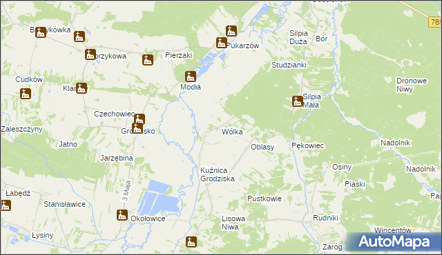 mapa Wólka gmina Koniecpol, Wólka gmina Koniecpol na mapie Targeo