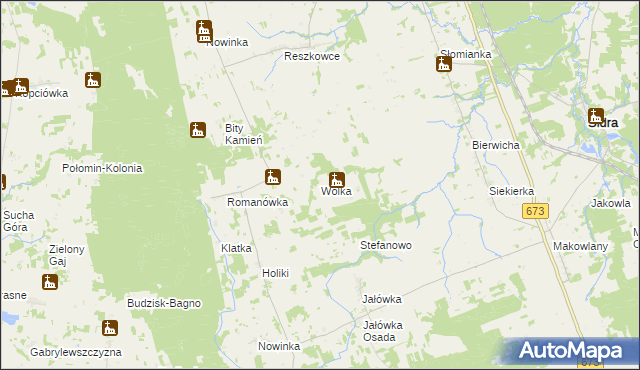 mapa Wólka gmina Sidra, Wólka gmina Sidra na mapie Targeo