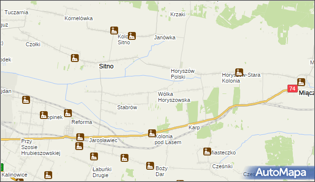 mapa Wólka Horyszowska, Wólka Horyszowska na mapie Targeo