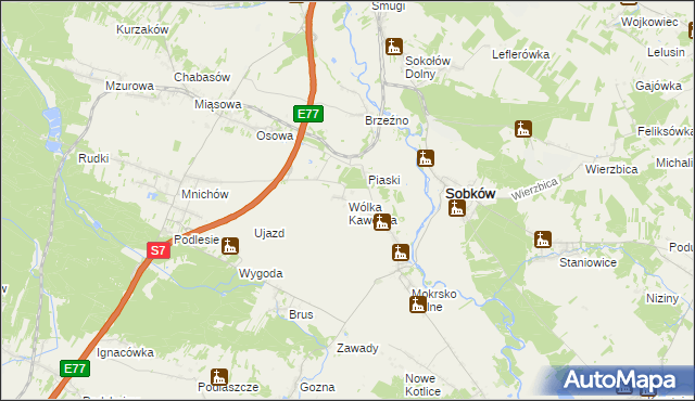 mapa Wólka Kawęcka, Wólka Kawęcka na mapie Targeo