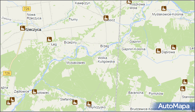 mapa Wólka Kuligowska, Wólka Kuligowska na mapie Targeo