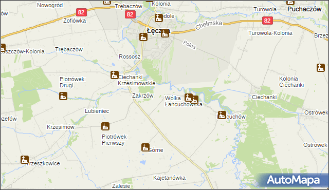 mapa Wólka Łańcuchowska, Wólka Łańcuchowska na mapie Targeo