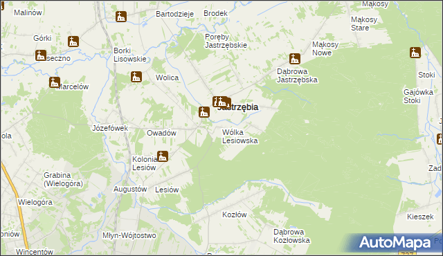 mapa Wólka Lesiowska, Wólka Lesiowska na mapie Targeo