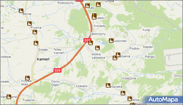 mapa Wólka Łętowska, Wólka Łętowska na mapie Targeo