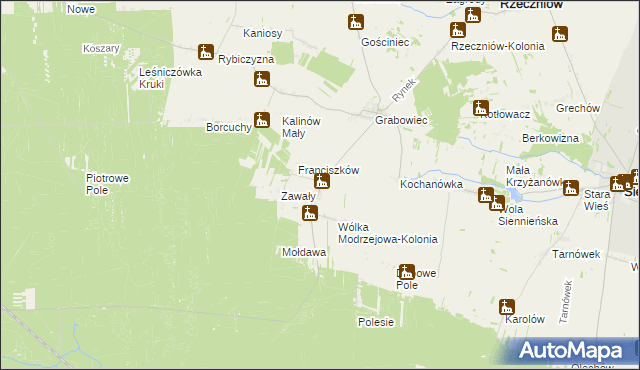 mapa Wólka Modrzejowa, Wólka Modrzejowa na mapie Targeo
