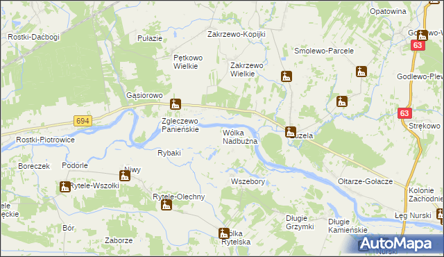 mapa Wólka Nadbużna gmina Ceranów, Wólka Nadbużna gmina Ceranów na mapie Targeo