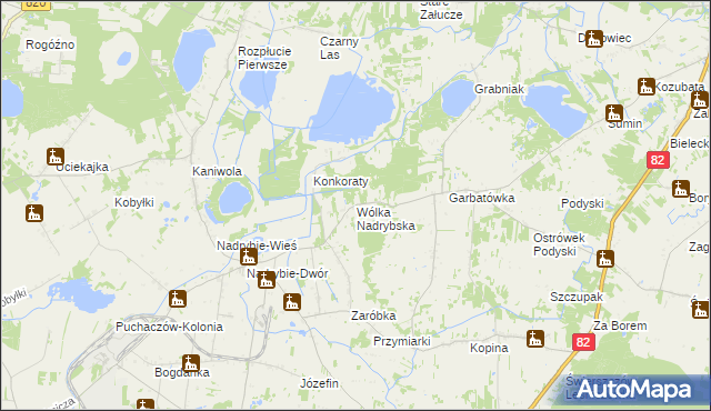 mapa Wólka Nadrybska, Wólka Nadrybska na mapie Targeo