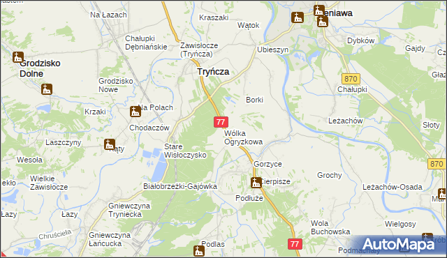 mapa Wólka Ogryzkowa, Wólka Ogryzkowa na mapie Targeo