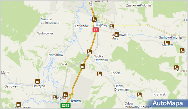 mapa Wólka Orłowska gmina Izbica, Wólka Orłowska gmina Izbica na mapie Targeo