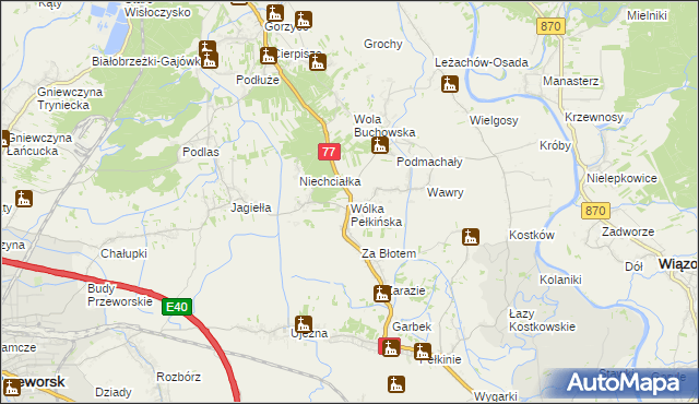 mapa Wólka Pełkińska, Wólka Pełkińska na mapie Targeo