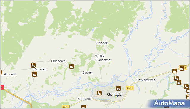 mapa Wólka Piaseczna gmina Goniądz, Wólka Piaseczna gmina Goniądz na mapie Targeo