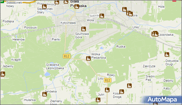 mapa Wólka Plebańska gmina Biała Podlaska, Wólka Plebańska gmina Biała Podlaska na mapie Targeo