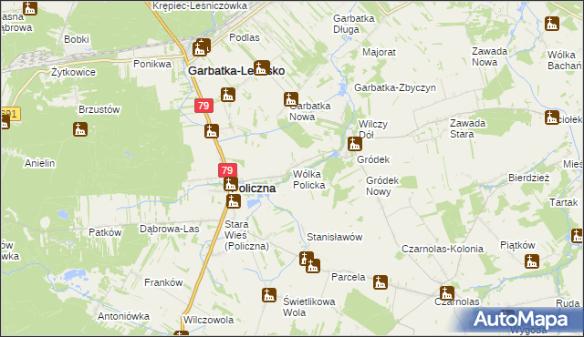 mapa Wólka Policka, Wólka Policka na mapie Targeo