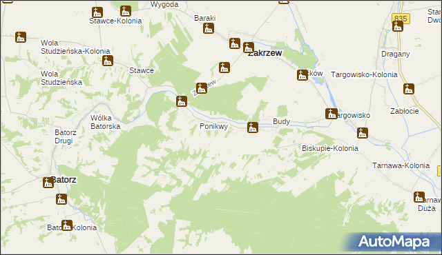 mapa Wólka Ponikiewska, Wólka Ponikiewska na mapie Targeo