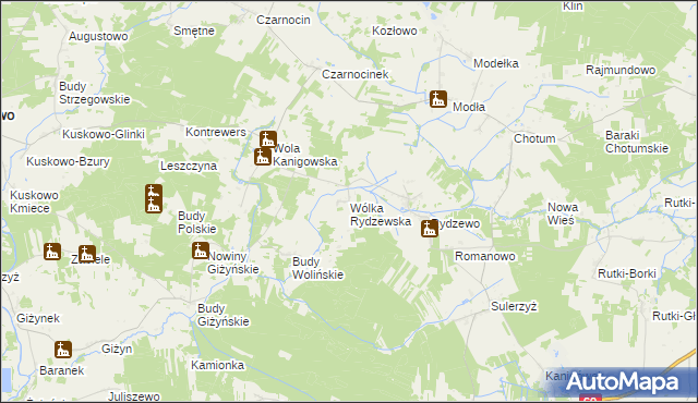 mapa Wólka Rydzewska, Wólka Rydzewska na mapie Targeo