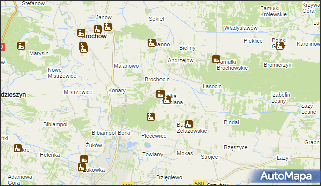 mapa Wólka Smolana gmina Brochów, Wólka Smolana gmina Brochów na mapie Targeo