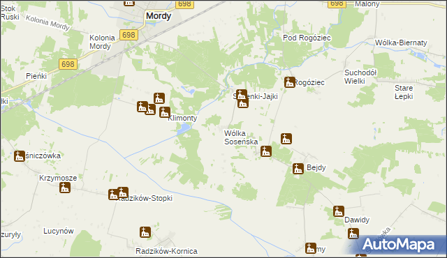 mapa Wólka Soseńska, Wólka Soseńska na mapie Targeo