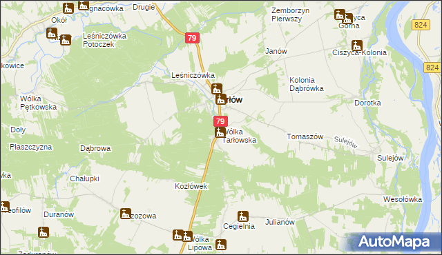 mapa Wólka Tarłowska, Wólka Tarłowska na mapie Targeo