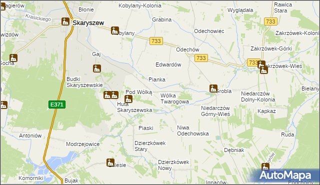 mapa Wólka Twarogowa, Wólka Twarogowa na mapie Targeo