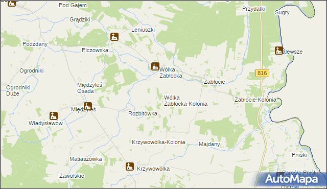 mapa Wólka Zabłocka-Kolonia, Wólka Zabłocka-Kolonia na mapie Targeo