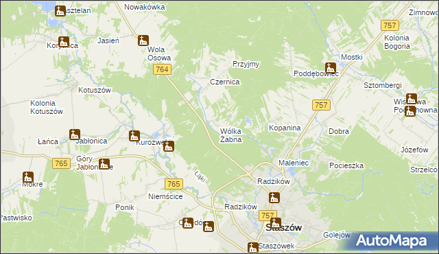 mapa Wólka Żabna, Wólka Żabna na mapie Targeo