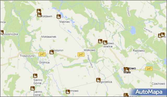 mapa Wołkowo, Wołkowo na mapie Targeo