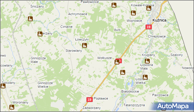 mapa Wołkusze, Wołkusze na mapie Targeo