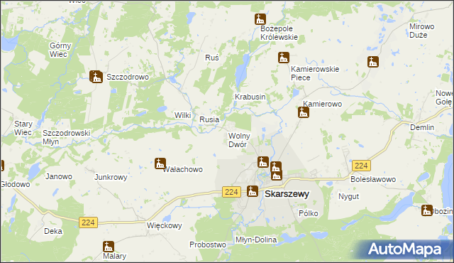 mapa Wolny Dwór, Wolny Dwór na mapie Targeo