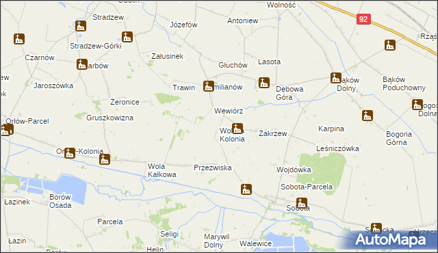 mapa Wolska Kolonia, Wolska Kolonia na mapie Targeo