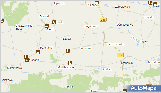 mapa Wonorze, Wonorze na mapie Targeo