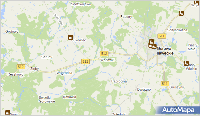 mapa Worławki gmina Górowo Iławeckie, Worławki gmina Górowo Iławeckie na mapie Targeo