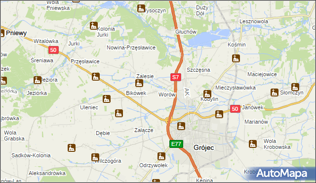 mapa Worów, Worów na mapie Targeo