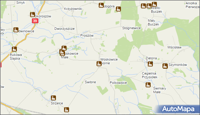 mapa Woskowice Górne, Woskowice Górne na mapie Targeo