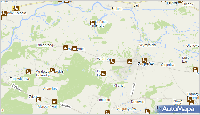 mapa Wrąbczyn Górski, Wrąbczyn Górski na mapie Targeo