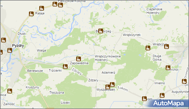 mapa Wrąbczynkowskie Holendry, Wrąbczynkowskie Holendry na mapie Targeo