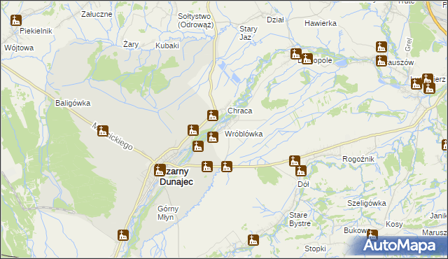 mapa Wróblówka gmina Czarny Dunajec, Wróblówka gmina Czarny Dunajec na mapie Targeo