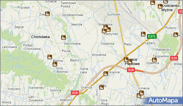 mapa Wrocanka gmina Miejsce Piastowe, Wrocanka gmina Miejsce Piastowe na mapie Targeo