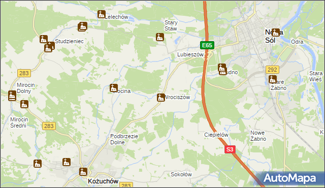 mapa Wrociszów, Wrociszów na mapie Targeo