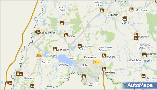 mapa Wrociszów Dolny, Wrociszów Dolny na mapie Targeo