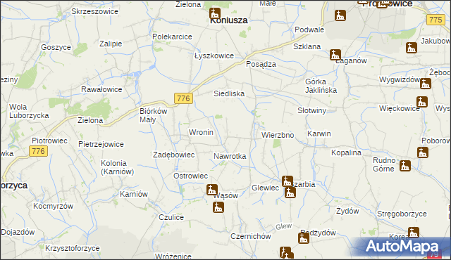mapa Wroniec, Wroniec na mapie Targeo